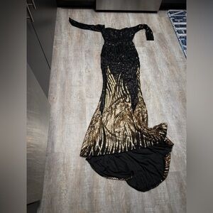 Elegant Black and Gold Evening Gown
